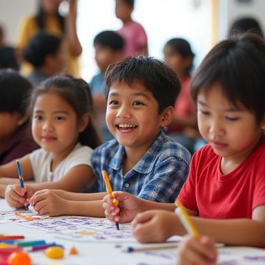 Children and families at cultural day event