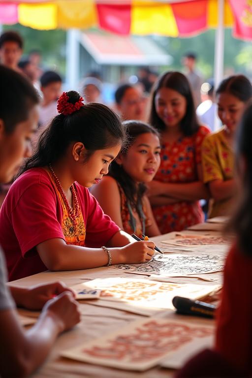 Live calligraphy demonstration at cultural festival