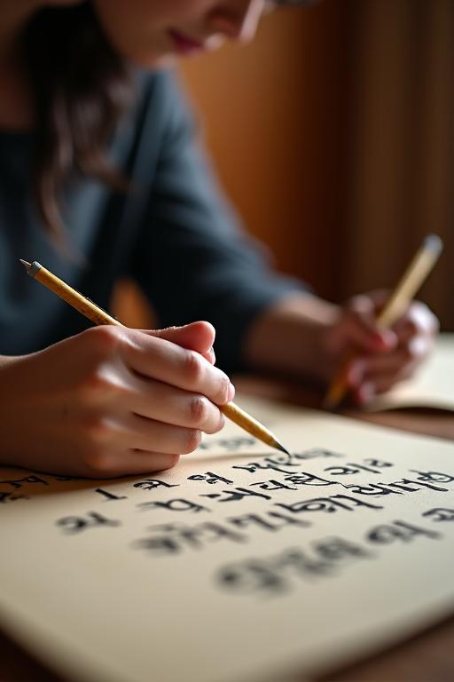 Person practicing meditative Baybayin calligraphy